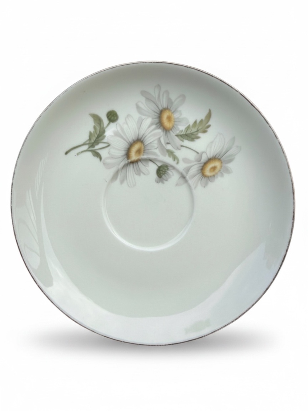 Richard Ginori Le Margherite Italy Daisy Porcelain Saucer with Gold Trim